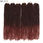 Crochet hair extensions bundle, long dark burgundy curly strands with ombre finish