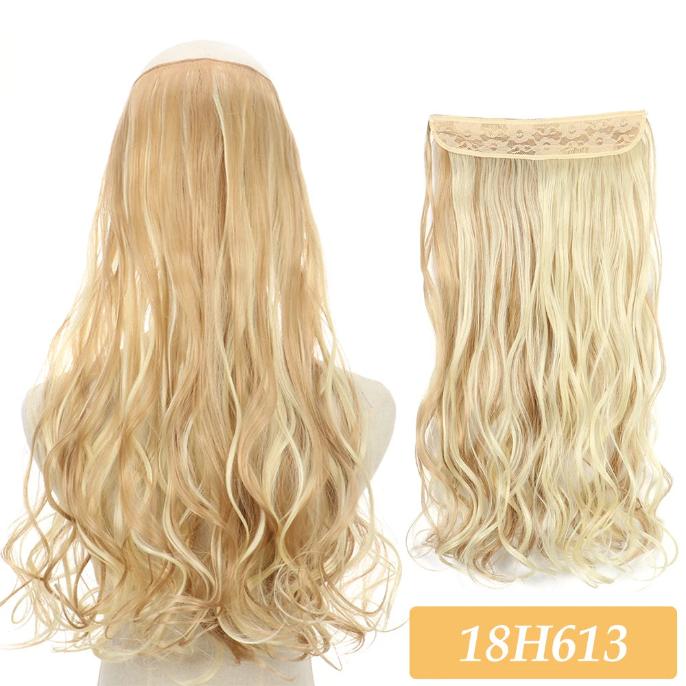 Synthetic golden blonde wavy hair extension weft with lace top