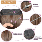 No-clip synthetic hair extension weft with adjustable invisible wire details