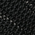 Crochet hair extensions with tight water-wave curls in dark black.