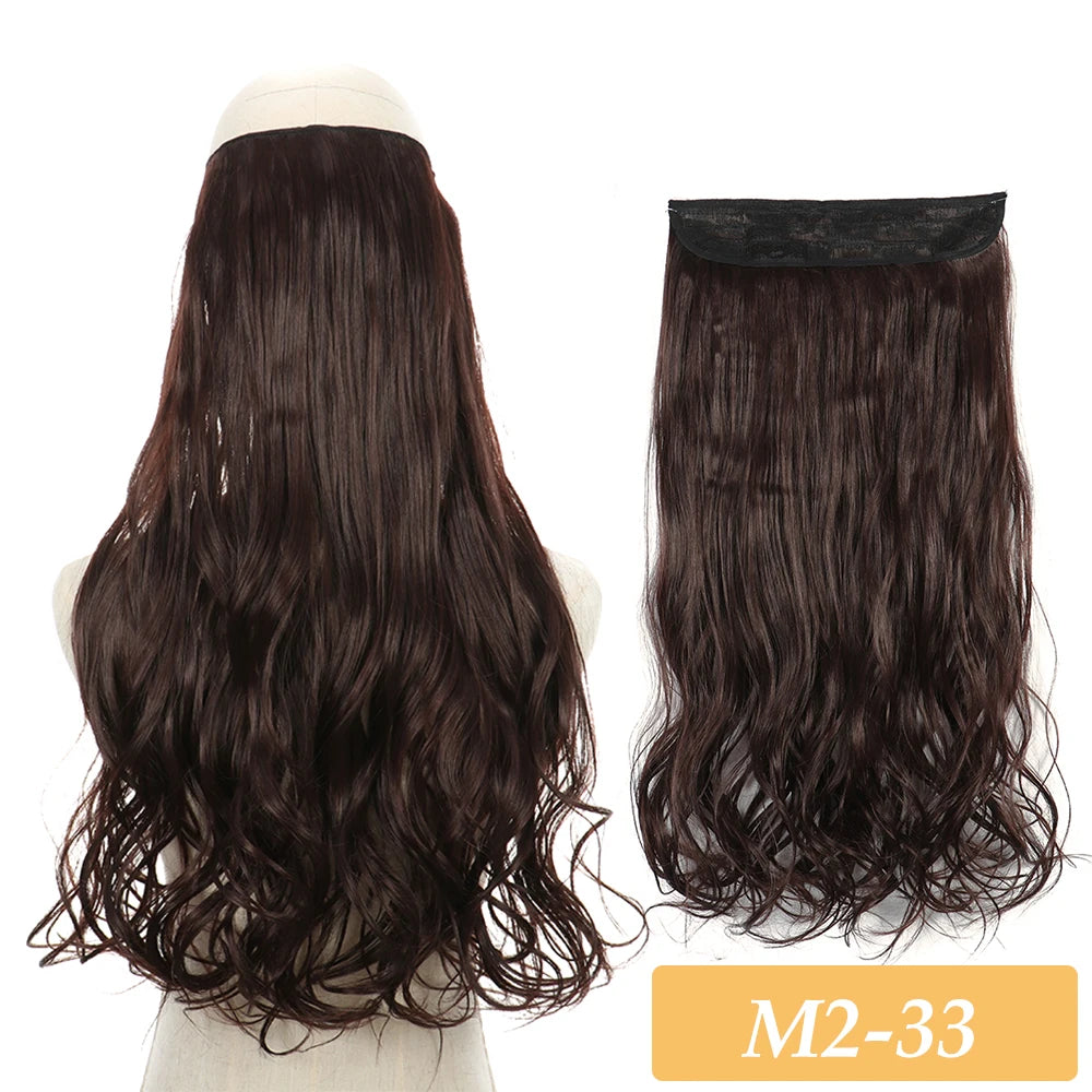 Synthetic dark brown wavy hair extension weft with lace top, curly texture
