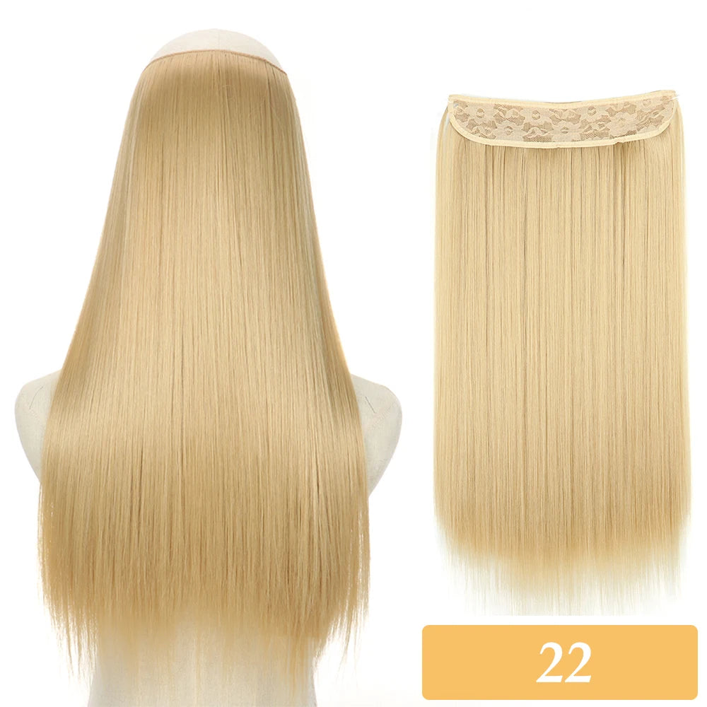 No-clip hair extensions, straight pale blonde weft with lace top