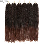 Crochet hair extension bundles with dark brown to copper ombre curls.