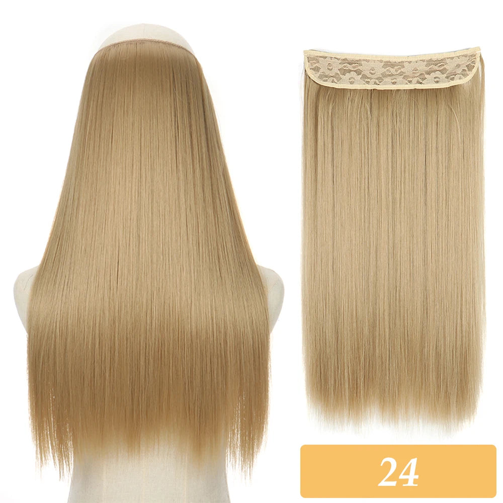 No-clip hair extensions, straight light blonde weft with lace top