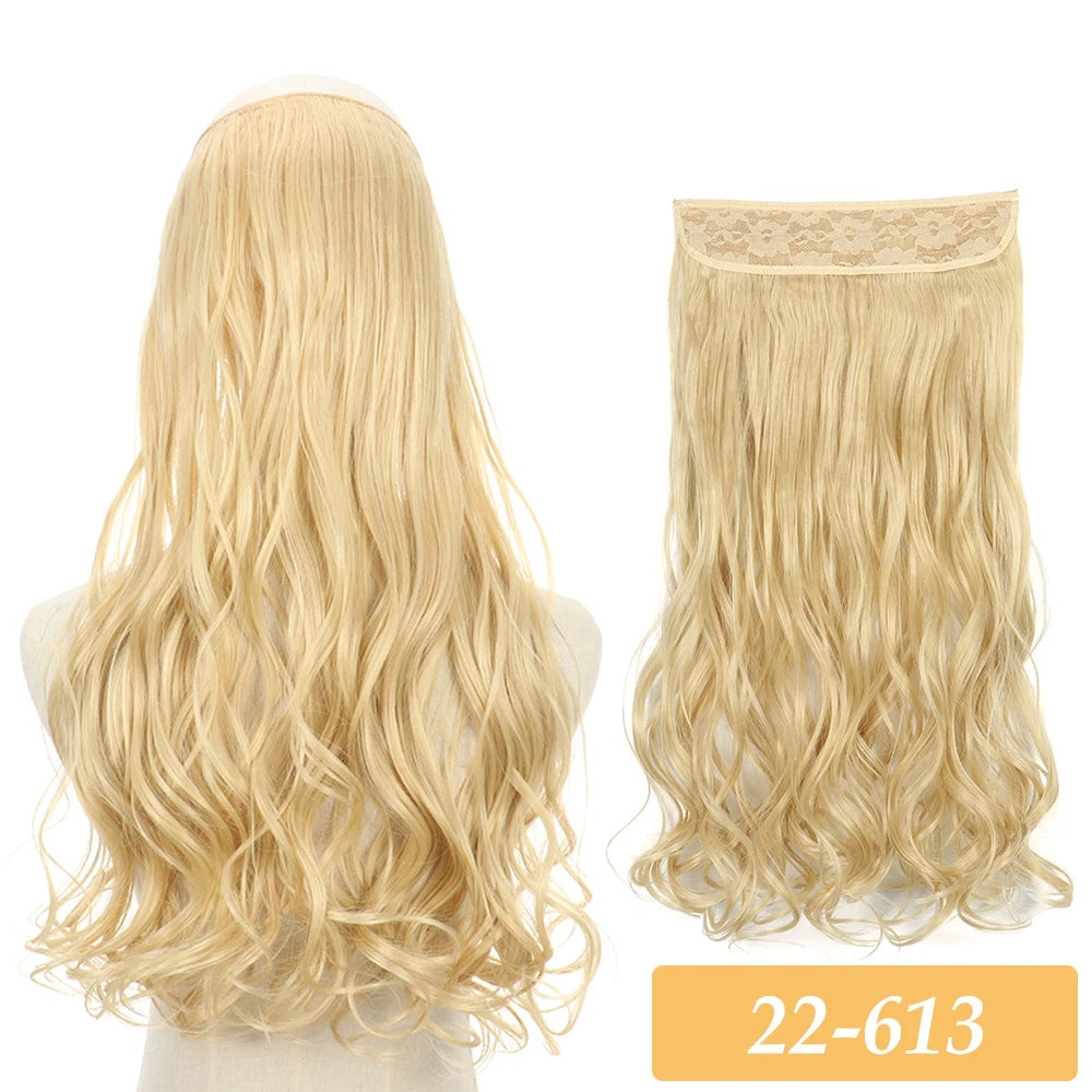 No-Clip Color Mix hair extensions, long wavy blonde synthetic weft
