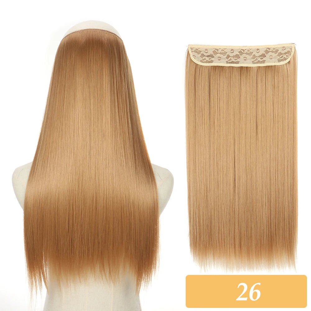 Synthetic hair extension set, honey blonde straight hair with lace weft and cap