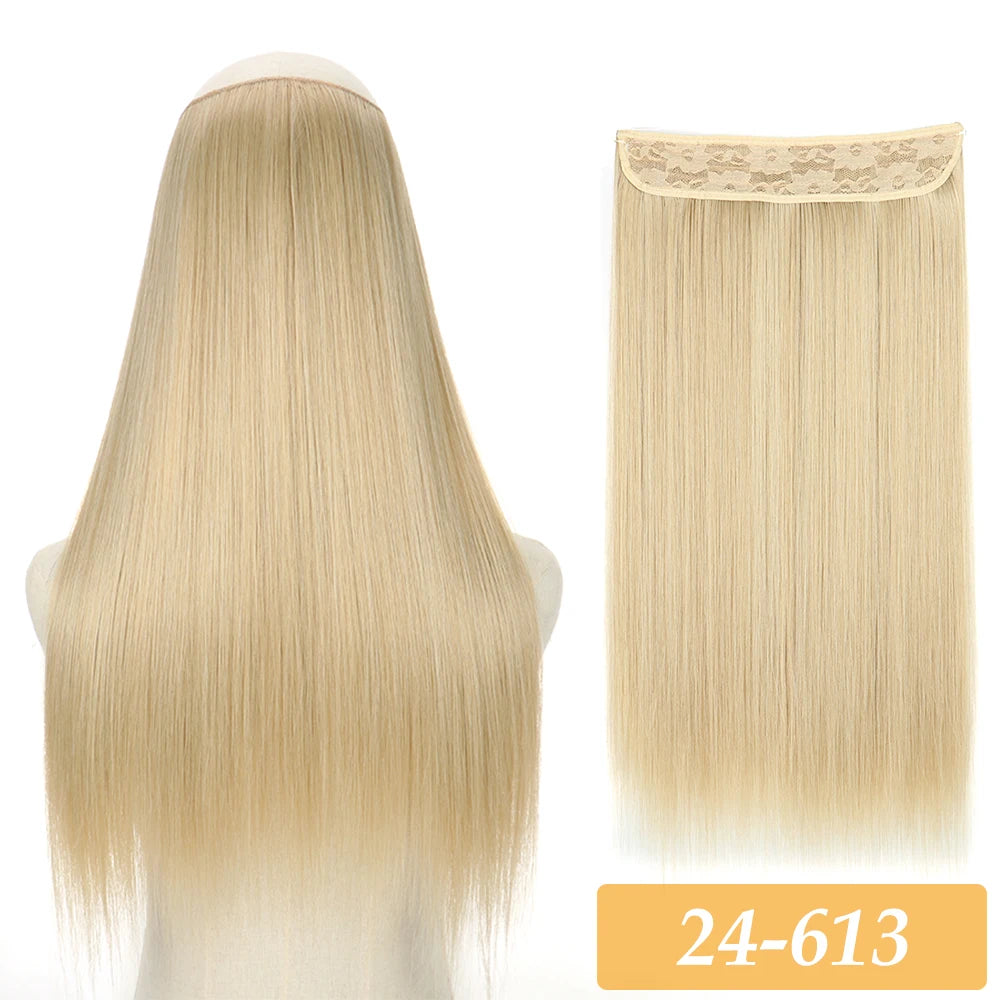 No-Clip Color Mix hair extensions, long straight light blonde synthetic weft