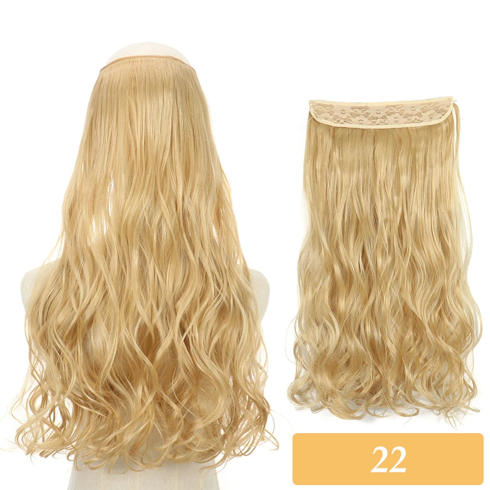 No-clip hair extensions, wavy blonde weft with lace top