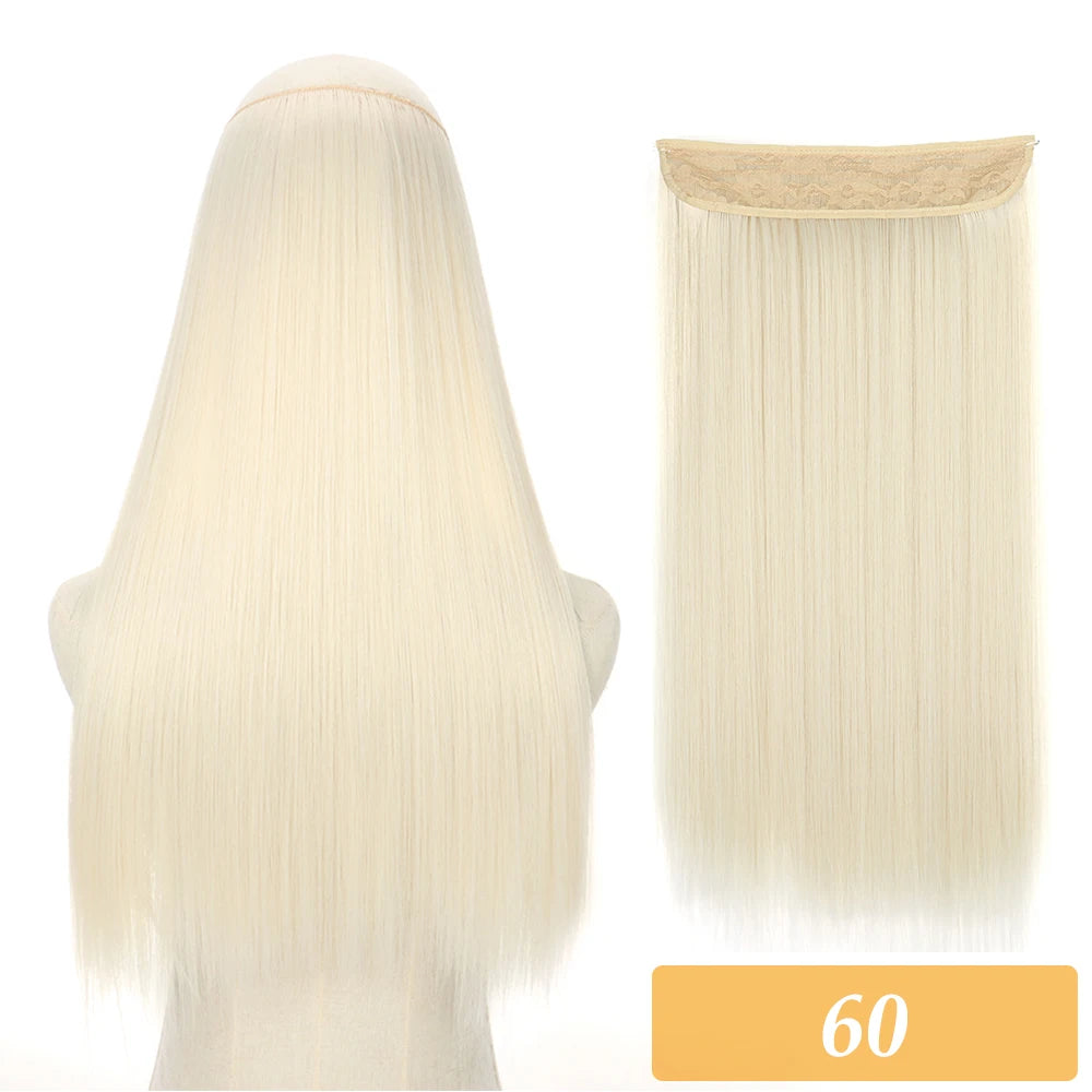 Synthetic no-clip colour mix hair extension, long straight light blonde bundle