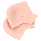 Moisturising gel heel socks in light pink, with small vent holes on the heel pad