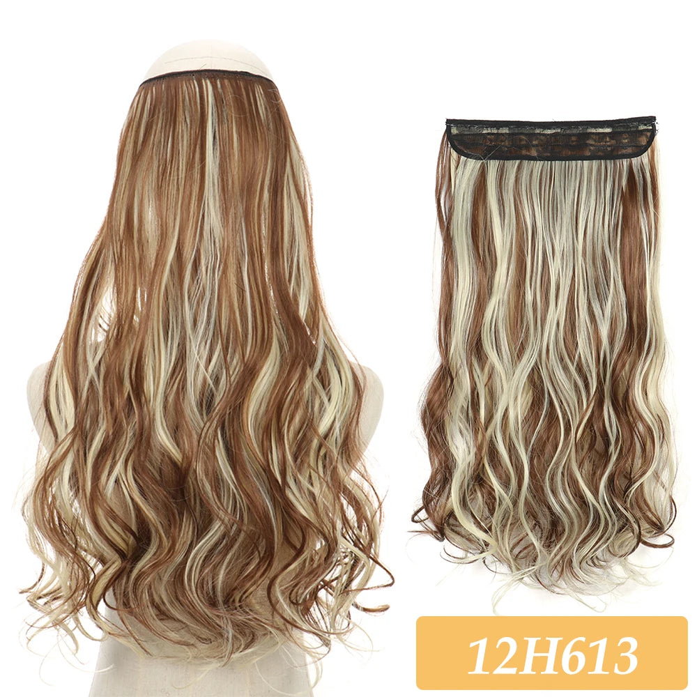 No-clip hair extensions, wavy light brown and blonde weft with lace top