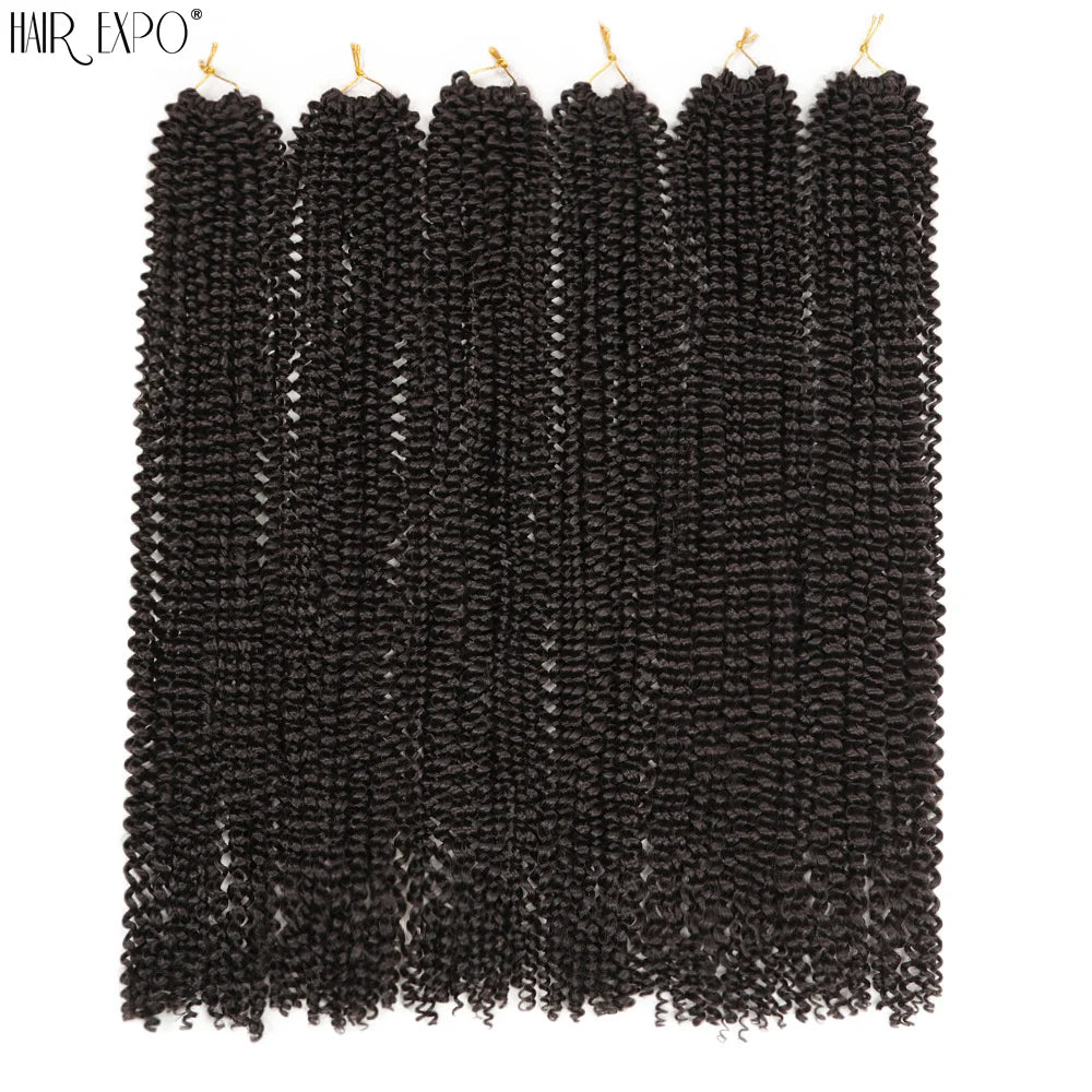 Crochet hair extension bundles with tightly coiled curls in dark black.