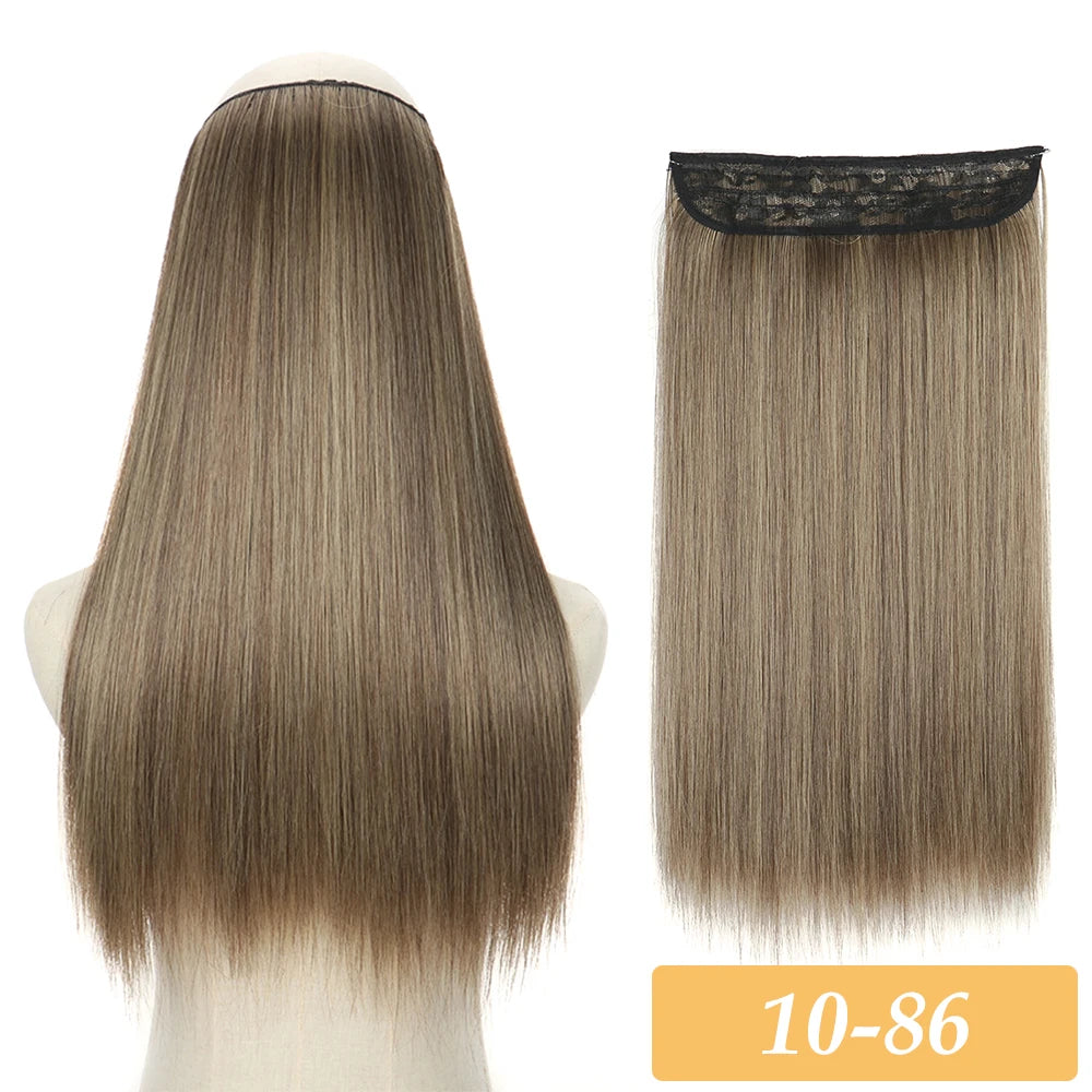 No-clip hair extensions, straight ash brown weft with lace top