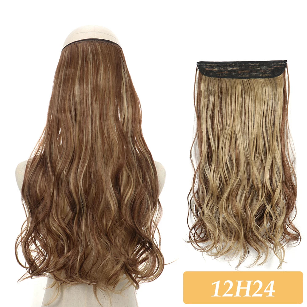 Synthetic brown and blonde wavy hair extension weft with lace top