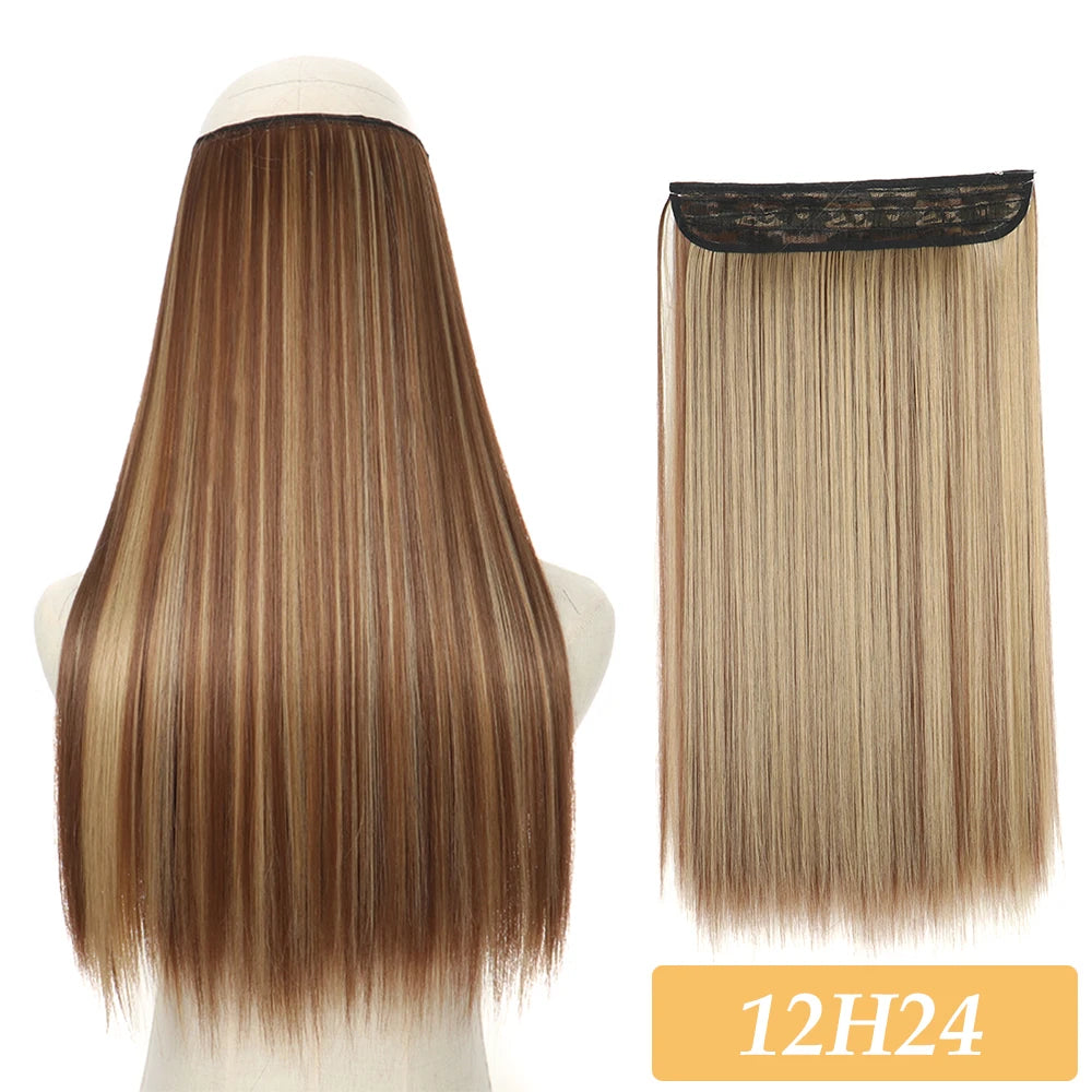 Synthetic dark brown straight hair extension weft with lace top, lighter ends
