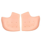 Skin-tone gel heel socks pair, curved toe-and-heel pads with dotted massage nubs