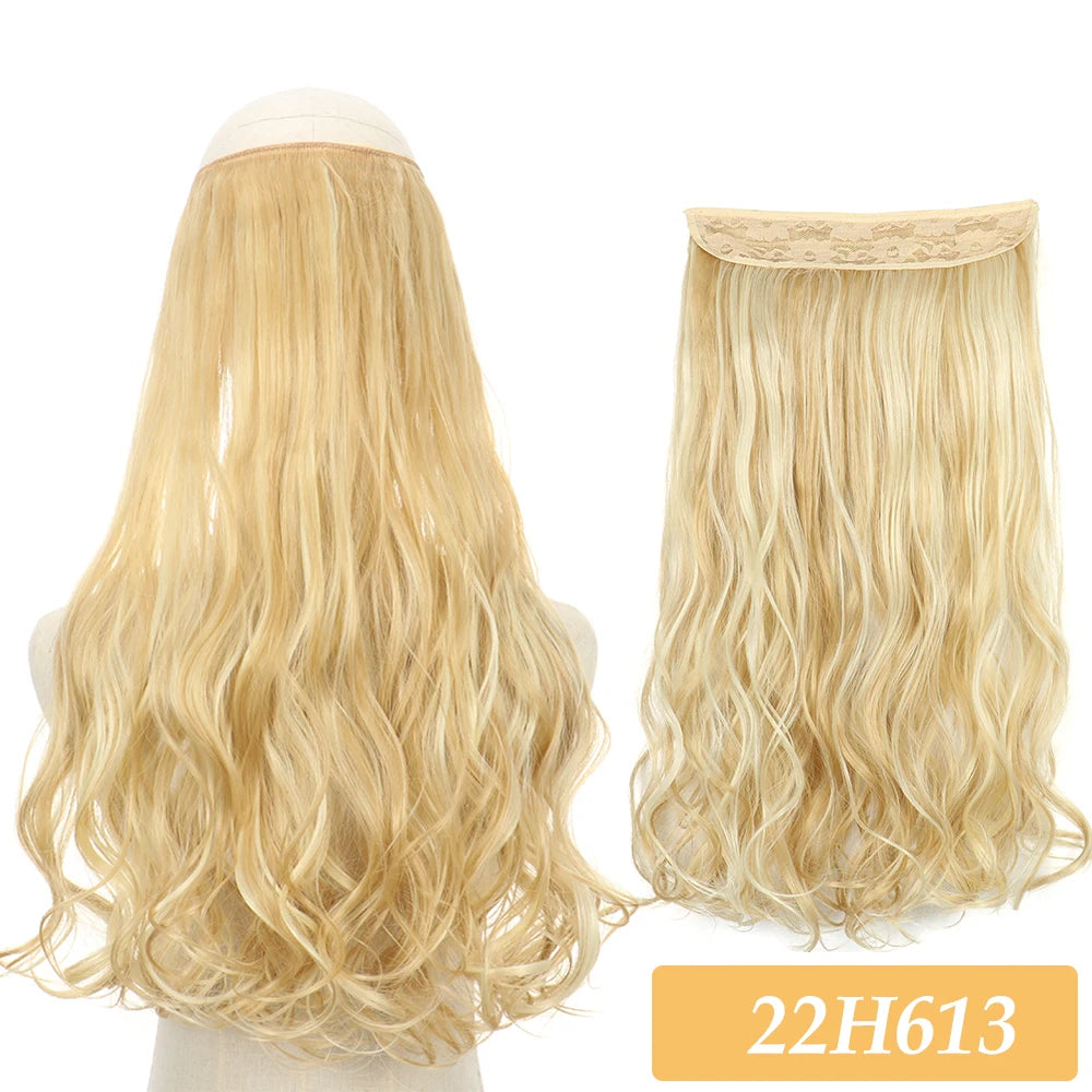 No-Clip Color Mix hair extensions, long wavy blonde synthetic weft