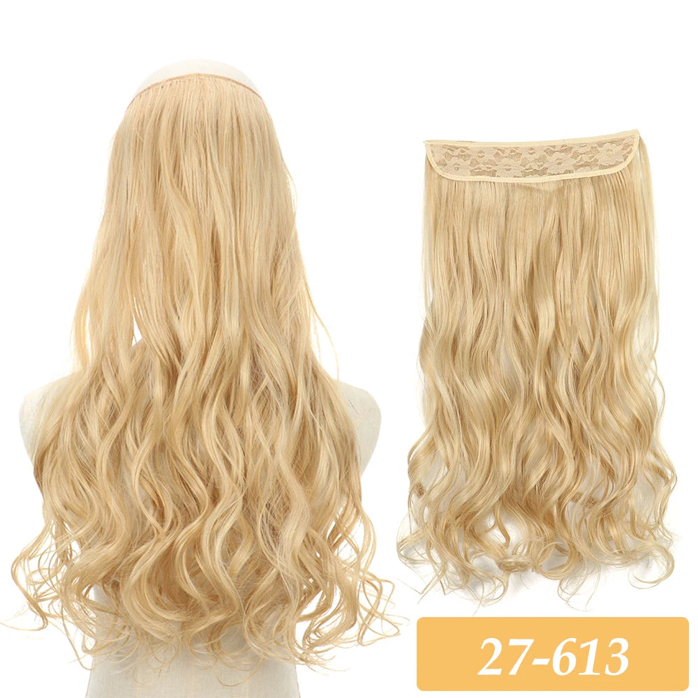 Synthetic blonde wavy hair extension weft with lace top