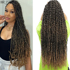 Synthetic crochet hair extensions, long springy twists with warm ombre highlights