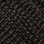 Crochet hair extensions with tight water-wave curls in dark black with subtle brown.