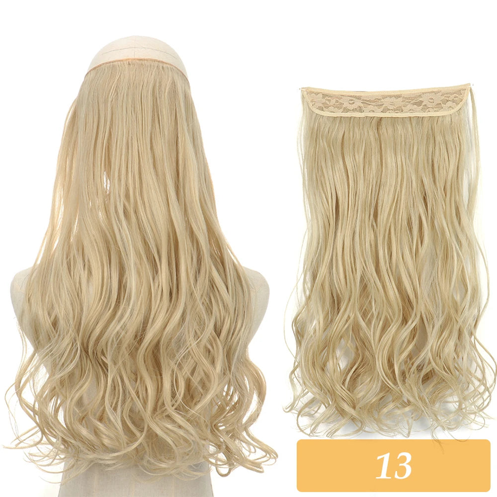 Synthetic light blonde wavy hair extension weft with lace top