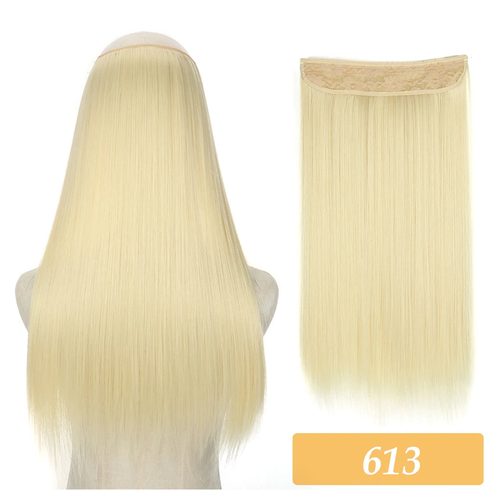 Synthetic pale blonde straight hair extension weft with lace top