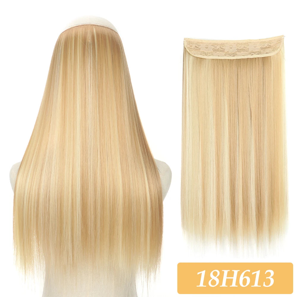 No-Clip Color Mix hair extensions, long straight blonde synthetic weft