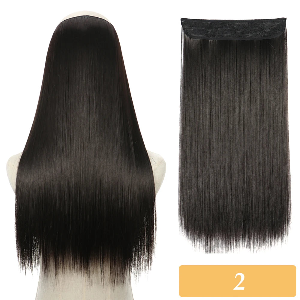 No-clip hair extensions, straight dark brown weft with lace top