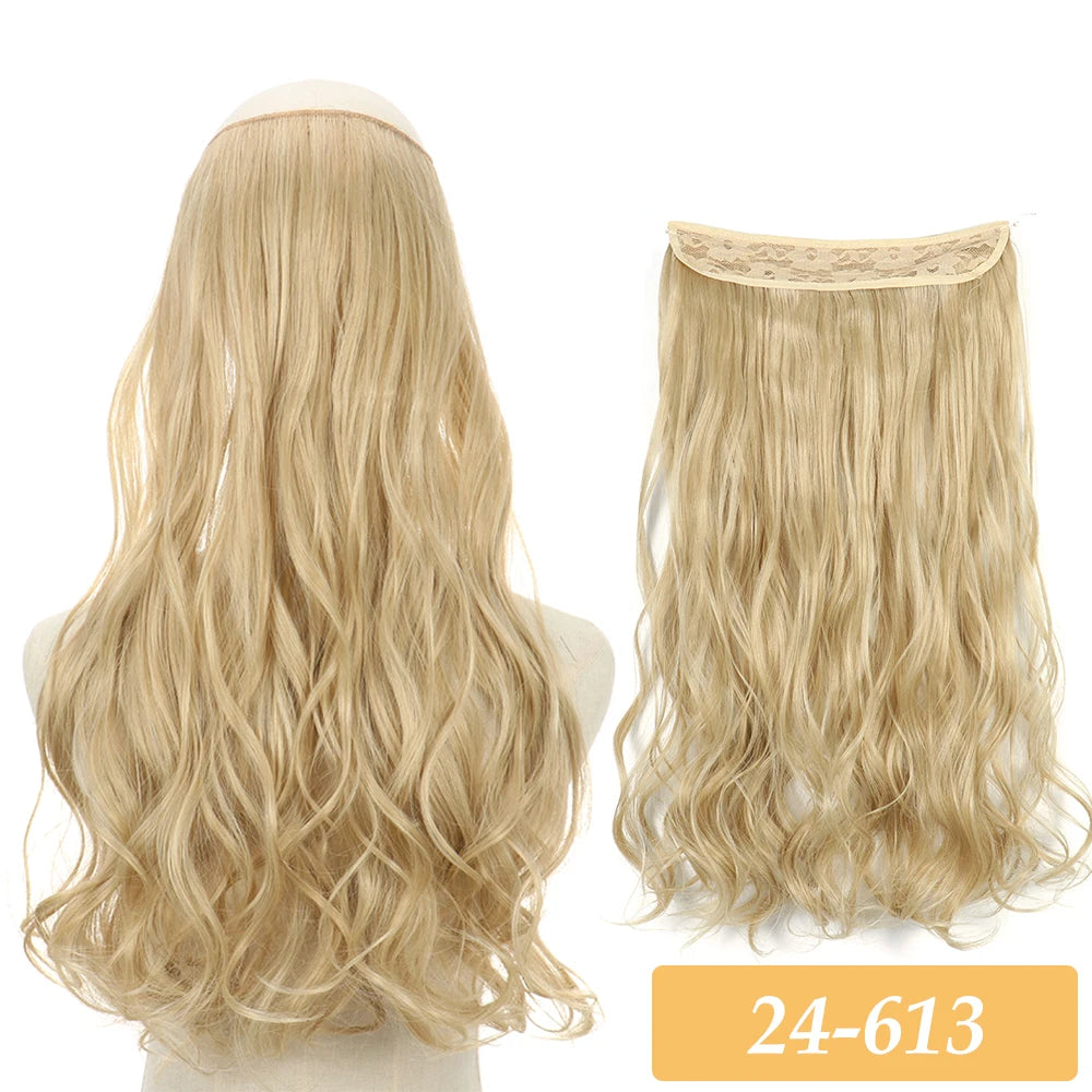 Synthetic no-clip colour mix hair extension, long wavy pale blonde curls bundle