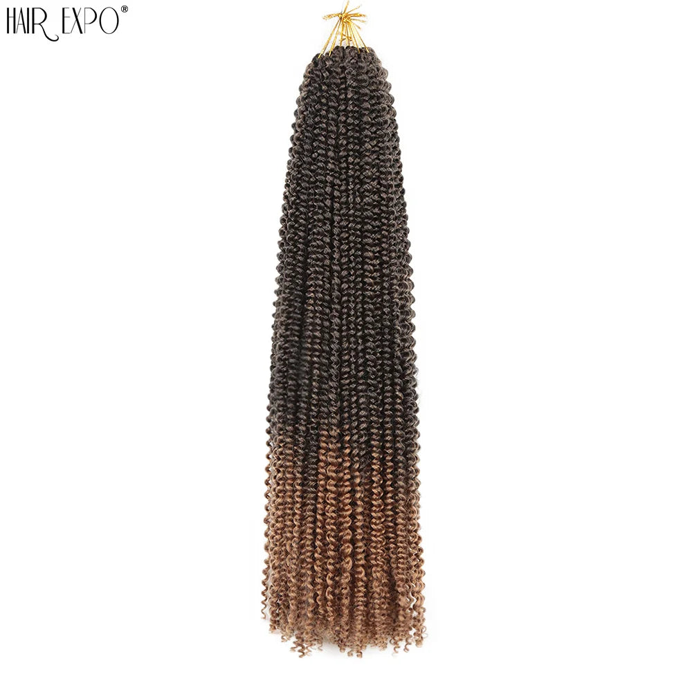 Crochet hair extensions single strand, dark to light brown ombre twist curls