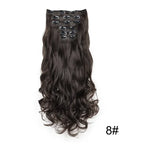 Curly synthetic hair extension, dark brown with black clip-in combs
