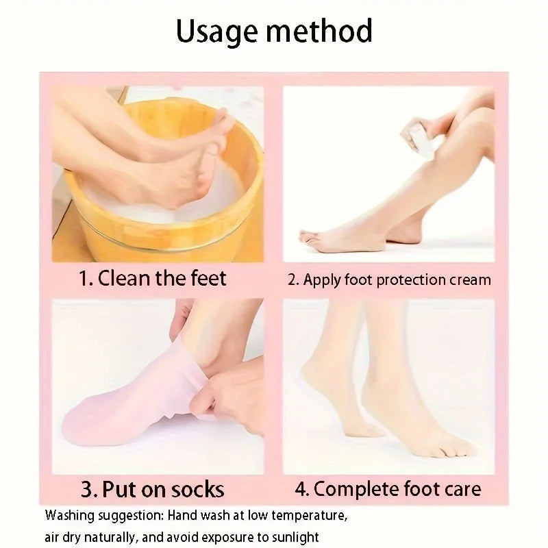 Silicone Moisturising Foot Socks — 2 Pack, Dry & Cracked Heel Care