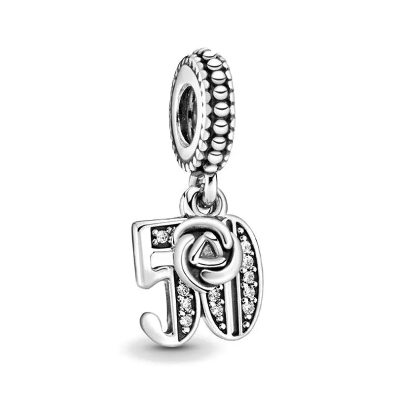 Sterling silver letter A charm bead with sparkle accents