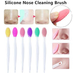 Silicone nose cleaning brush set with white handles and colored oval silicone heads