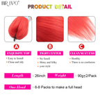 Synthetic braiding hair extension bundle, red strands, 26 inch length