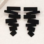 Geometric irregular stud earrings, matte black zigzag shapes