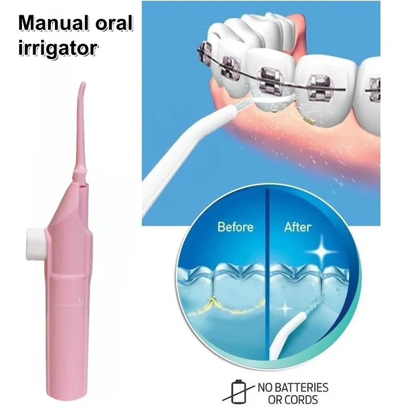 Portable High-Pressure Oral Irrigator — Manual Water Flosser for Teeth Cleaning