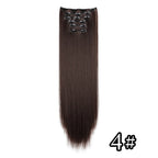 Very dark brown straight clip-in hair extension with metal comb clips at the top