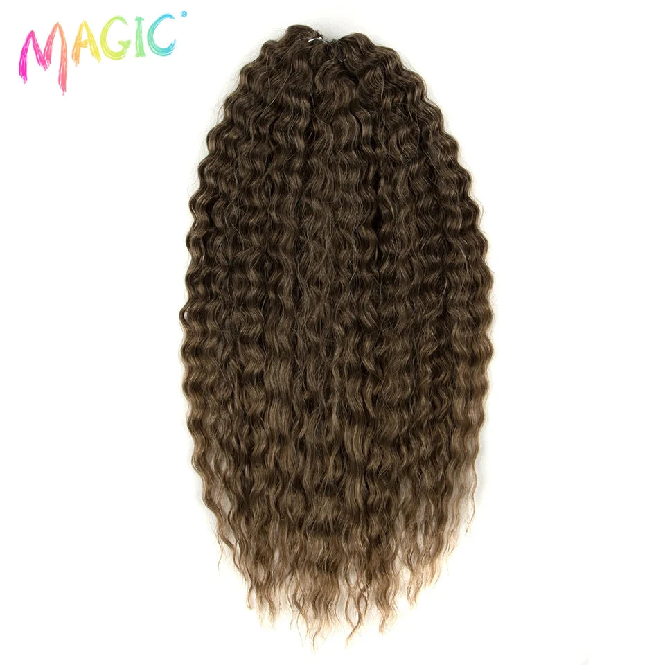 Water wave crochet braids, synthetic dark brown curly strands with water-wave texture