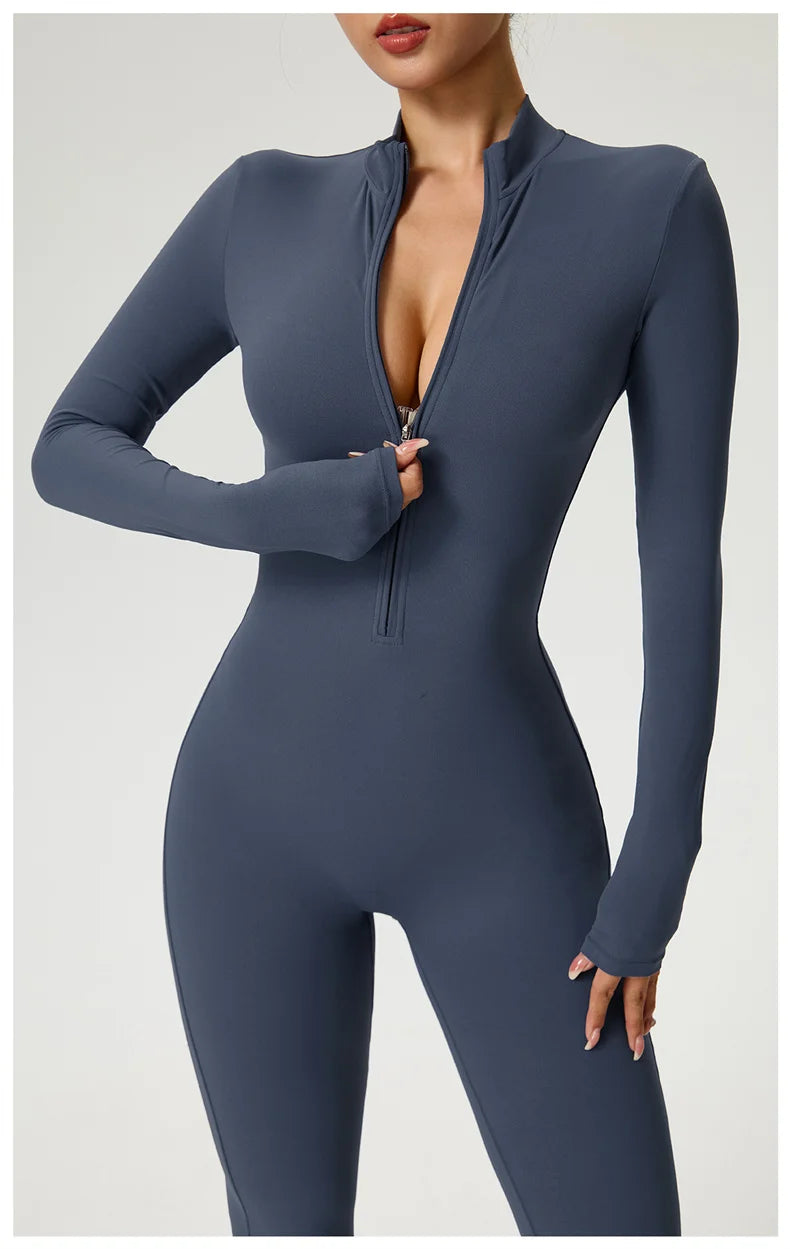 Long Sleeve Fitness Jumpsuit — Polyamide & Elastane