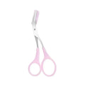 Eyebrow scissors with comb, light pink handle and comb