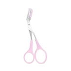 Eyebrow scissors with comb, light pink handle and comb