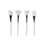 Silicone face mask brush set of four, white handles with silver ferrules and silicone heads