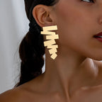 Geometric irregular stud earrings, gold-tone zigzag shapes