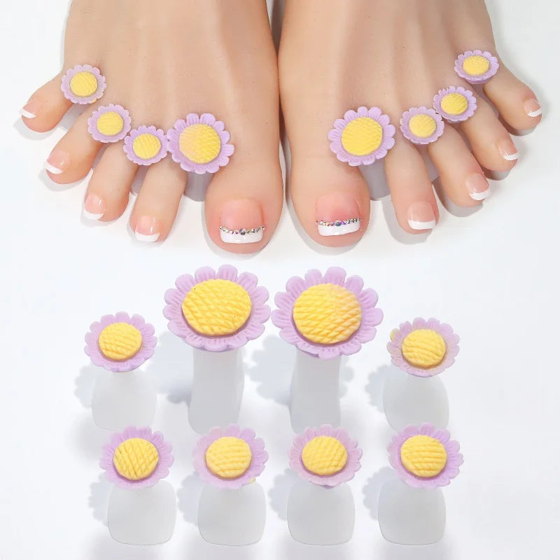 Écarteurs d'orteils en silicone en forme de fleur — Lot de 8