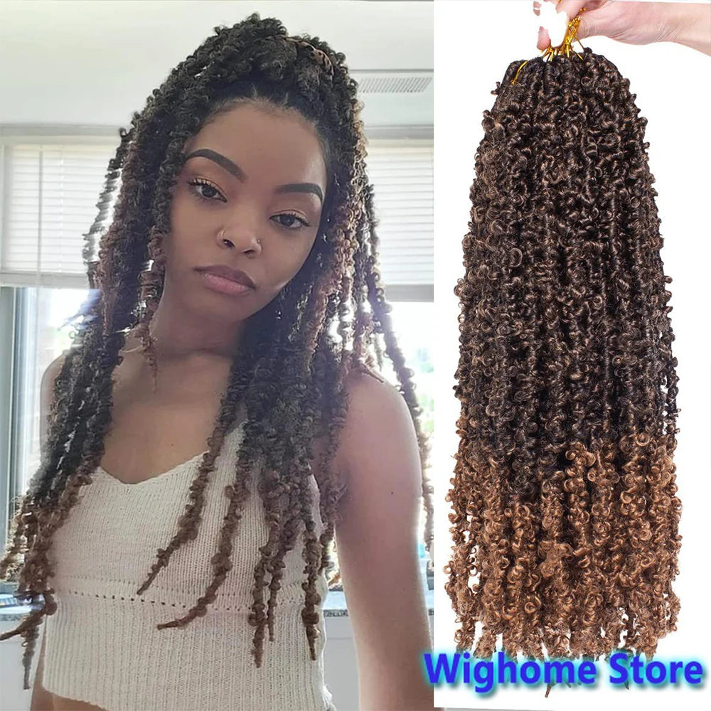 Black butterfly locs crochet hair with long thin curls and front hairline parting