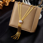 2-Layer Pearl Tassel Clavicle Necklace — 316L Stainless Steel