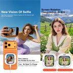 Mini magnetic selfie monitor screen with phone mount and viewable rotating display