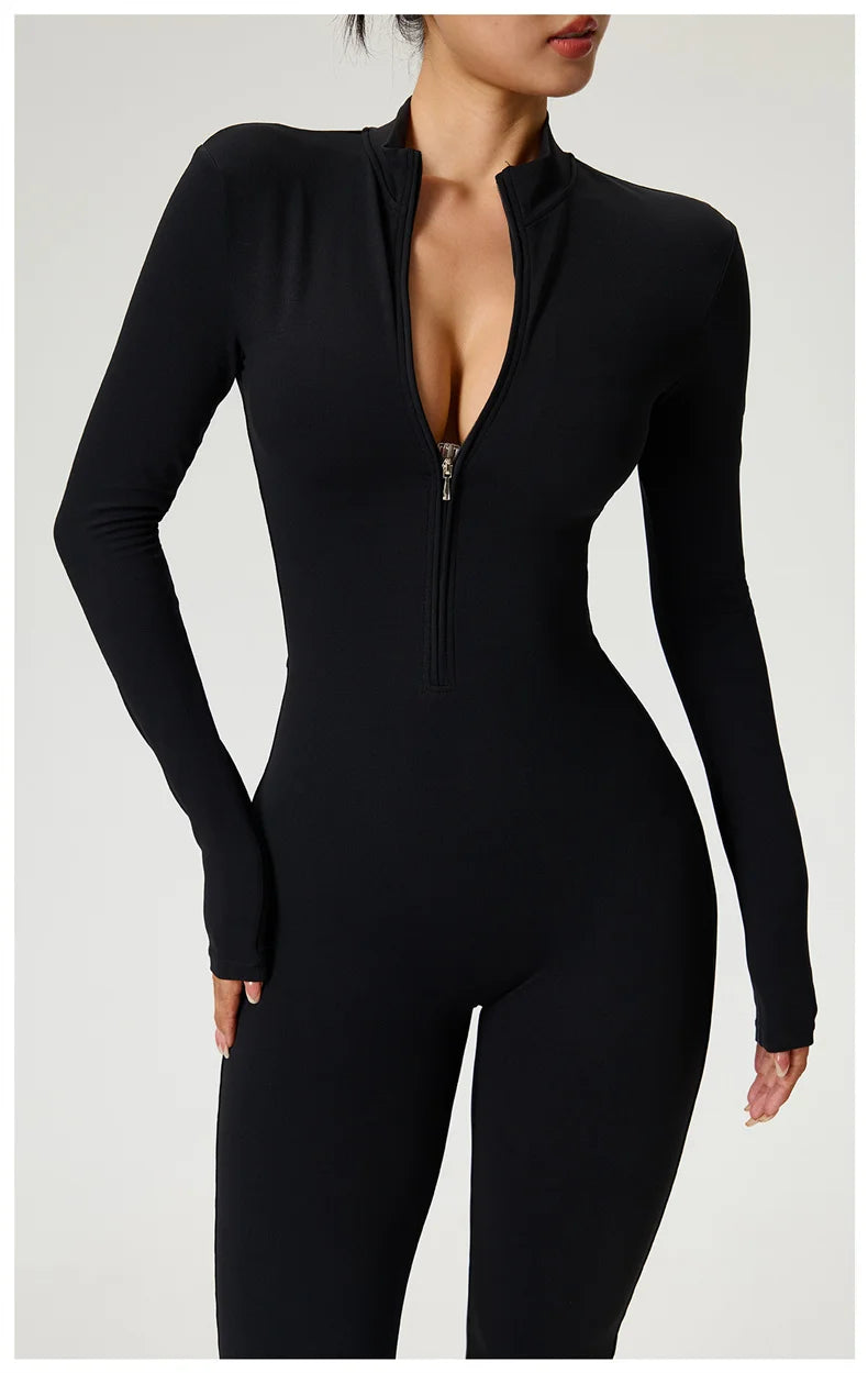 Long Sleeve Fitness Jumpsuit — Polyamide & Elastane