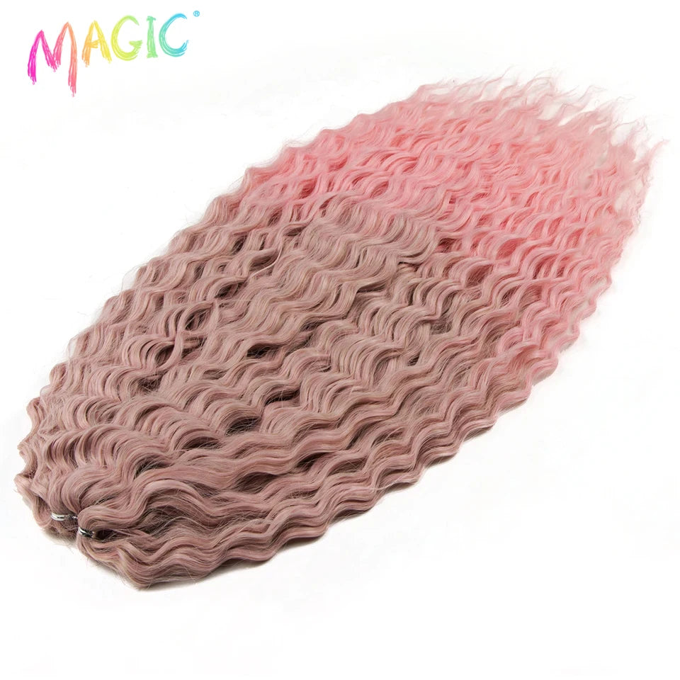 Synthetic crochet braids hairpiece, long wavy ombre in dusty pink and mauve